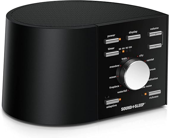 Sound+Sleep High Fidelity Sleep Sound Machine with Real Non-Looping Nature Sounds, Fan Sounds, White Noise, and Adaptive Sound Technology. Global Edition with UK, EU, US Plugs