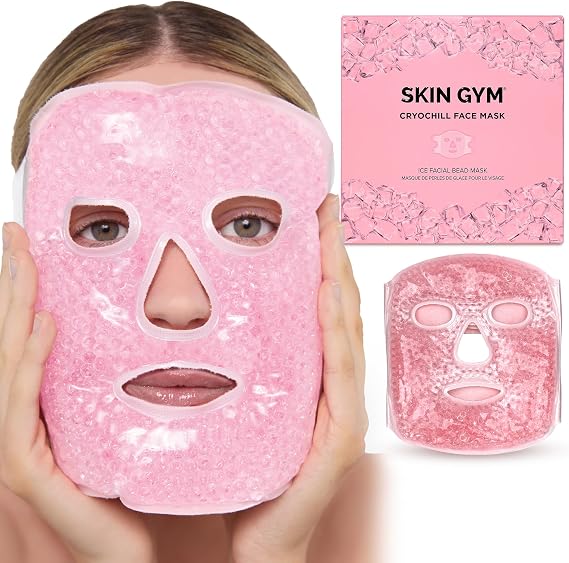 SKIN GYM Cryo Chill Ice Boncuklu Yüz Maskesi Cilt Bakımı, Gelişmiş Soğuk Terapili Cilt Bakımı, Koyu Halkalar ve Şişlikler için Soğuk Yüz Göz Maskeleri, Kadınlar için Yüz Bakımı Spa Hediyeleri
