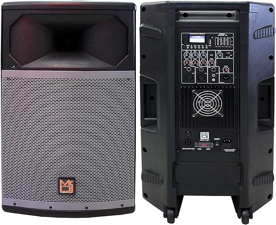 Mr. Dj PRO115BT 2-Way 15" Portable Active Full Range Speaker, 4500 Watts P.M.P.O