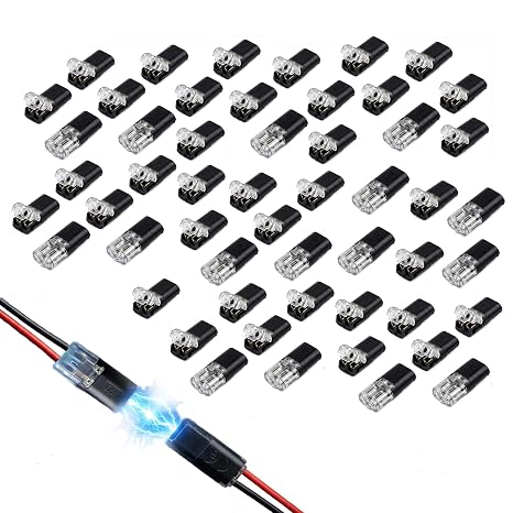 100PCS 2 Pin Double Wire Plug in Connector, Low Voltage Wire Connector with Locking Buckle, Quick Splice Wire Connectors for Automotive & Home Wiring