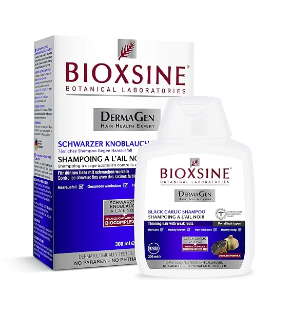 Bioxsine Herbal Shampoo with Black Garlic for Hair Growth and Healthy Hair - Odourless, For All Hair Types, Suitable for Women and Men, 300 ml