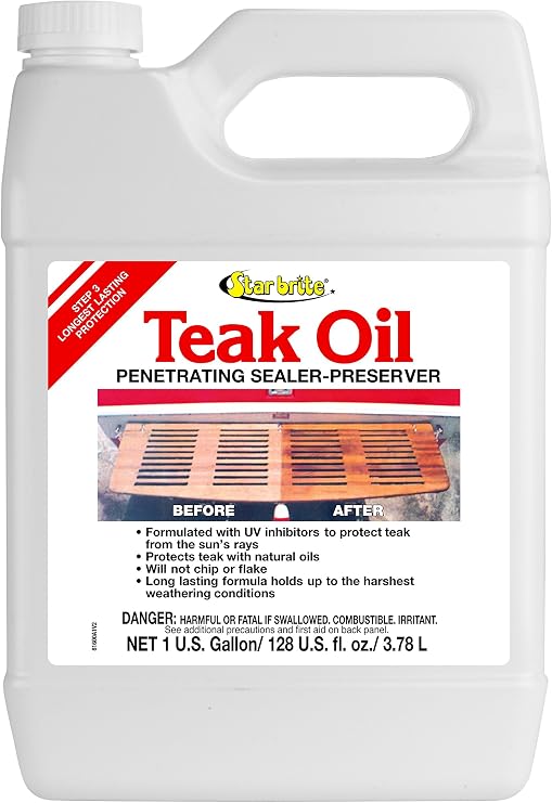 STAR BRITE Marine Grade Teak Oil - Long-Lasting, UV-Resistant Wood Sealer & Preserver With UV Protection for Boats, Outdoor Furniture & All Fine Wood