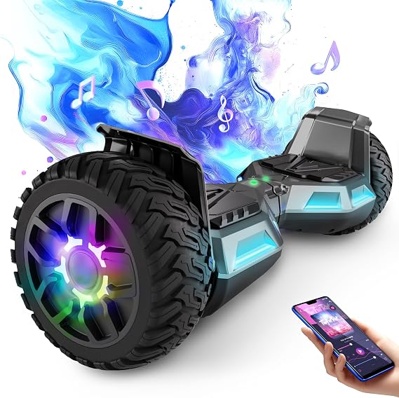 8.5 Inch Hummer Off Road Hoverboard with Bluetooth and LED Light Powerful Motor Suitable for Adults and Children Gun