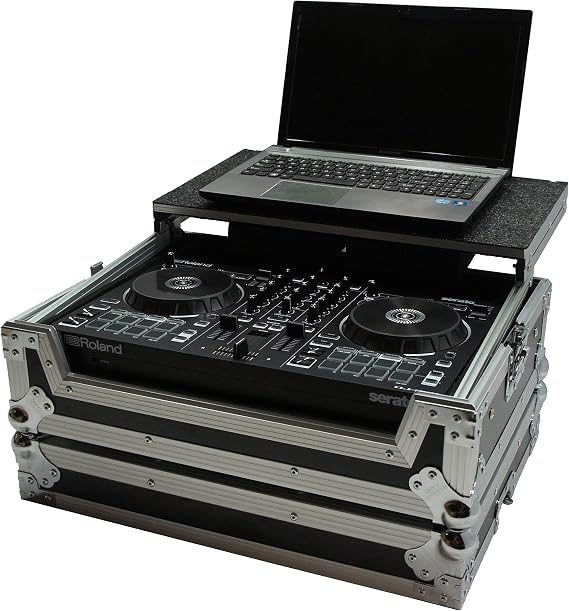 DJ Flight Case Fits Roland DJ-202 with Glide Laptop Stand V2 Harmony Cases