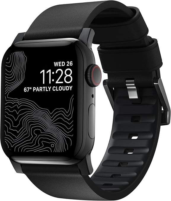NOMAD Active Band Pro Apple Watch Band 45mm | Waterproof Leather & FKM | Compatible with Apple Watch Ultra 3/2/1, Series 11/10/9/8/7/6/SE | apple watch ultra band | apple watch bands for men | 49mm 45mm 44mm 42mm