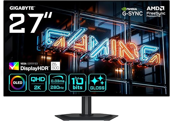 GIGABYTE MO27Q28GR 27″ 280Hz 0.03ms G-Sync 2K QHD HDR500 WOLED Gaming (Oyuncu) Monitör