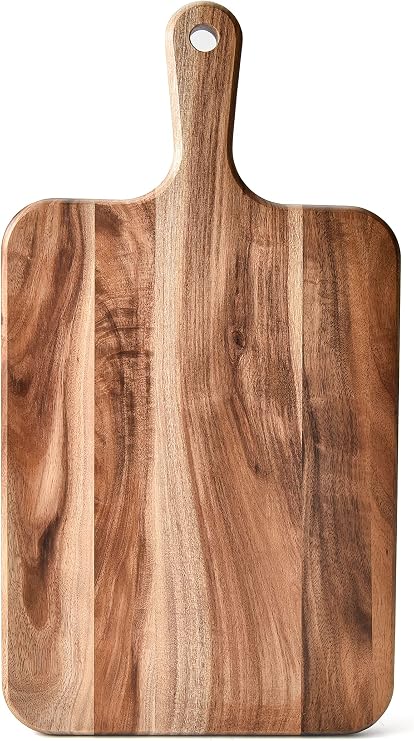 Acacia Wood Cutting Board - Wooden Kitchen Cutting Board for Meat, Cheese, Bread,Vegetables &Fruits- Charcuterie Board Cheese Serving Board with Handle,16" x 8.6