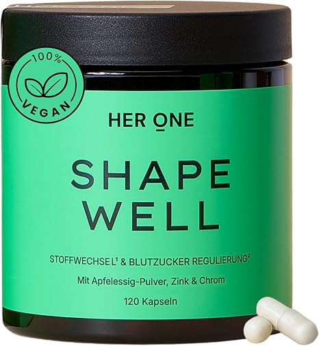 HER ONE Shape Well Metabolism Complex 120 Capsules with Carolean Chrome Zinc & Apple Cider Vinegar Diet Support High Dose Vegan Gluten Free Lactose Free Made in Germany 2-Month Supply