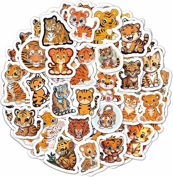 100Pcs Tiger Stickers - Tiger Gifts, Party Favors & Decorations