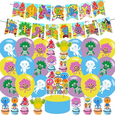 Super Simple Song Birthday Party Decorations,Super Simple Song Party Supplies Includes Cartoon Super Song Birthday Banner Balloons Cupcake Toppers Cake Topper Party Favors