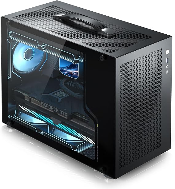 Micro-ATX Mini Tower PC Case,with with Carrying Handle, Mini Size, High-Performance Hardware Compatible, Support 240AIO,Without Fans