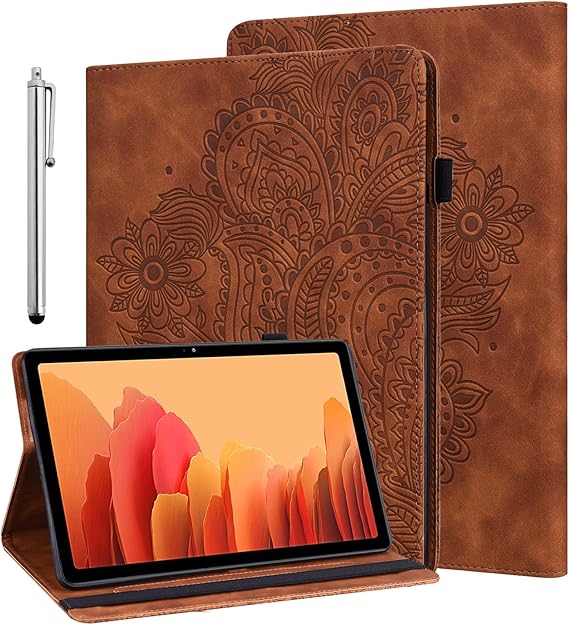 ALILANG Case for Huawei MediaPad T3 10 9.6 Inch 2017 (AGS-W09/AGS-L09) with Stylus, Multiple Viewing Angles PU Leather Stand Flip Cover for Huawei T3 10 Tablet Case-Brown