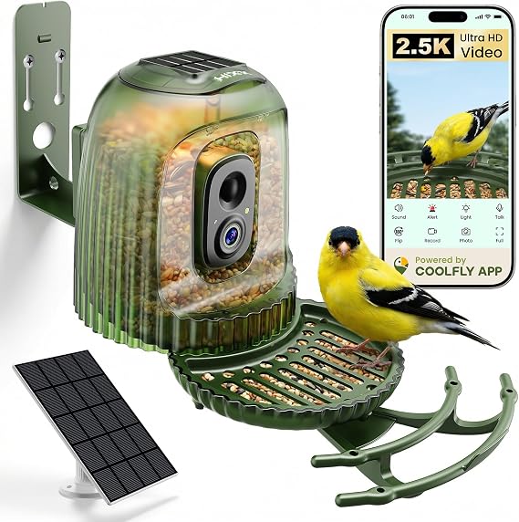 HIXX x COOLFLY Bird Feeder with Camera Solar Powered, Free AI Bird ID