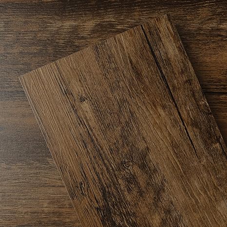 Peel and Stick Vinyl Flooring, 18-Pack (26.3 Sq.Ft) Wood-Effect, Rigid Core Easy DIY Flooring for Bedroom, Kitchen, Living Room, RV, Honduras Rosewood
