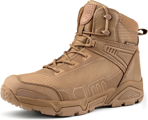 FREE SOLDIER Men's Waterproof Tactical Work Boots Lightweight Comfortable Combat Hiking Boots