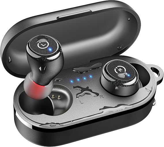 TOZO T10 Wireless Earbuds Powerful Bass Stereo Wireless Charging, APP, IPX8 | Waterproof, 55H Playtime, Ergonomic Design In Ear buds, App Customize EQ, Bluetooth 5.3 Headphones for Work, Travel, Black