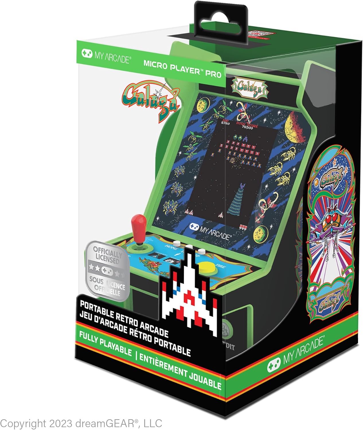 My Arcade Galaga Micro Player Pro: 2 Oyun 1, Mini Arcade Makinesi, Tamamen Oynanabilir, 6.75 İnç Koleksiyon, Renkli Ekran