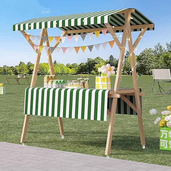 Portable Food Vending Cart, Hot Dog Stand Concession Trailer for Street Vendors, Mobile Kiosk for Candy and Snacks