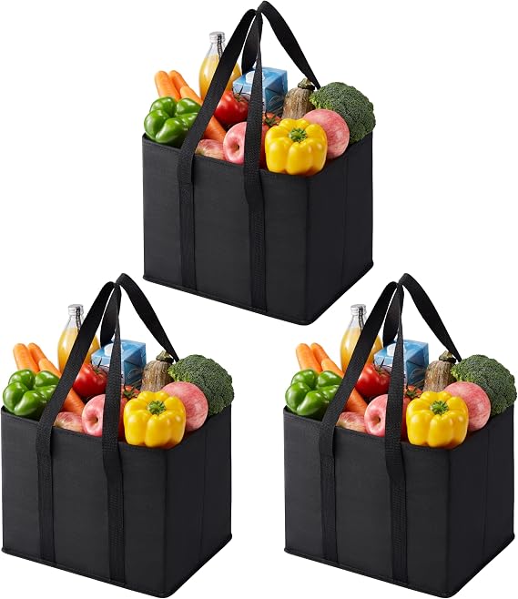 VENO 3 Pack Reusable Grocery Shopping Bags Utility Tote w/Sturdy Handles
