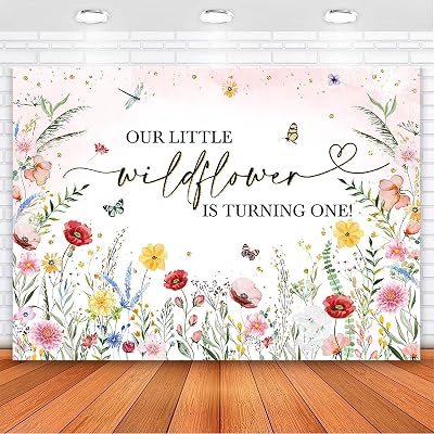 Avezano Wildflower 1st Birthday Backdrop Floral Our Little Wildflower is Truning One Decorations Watercolor Wildflowers First Birthday Background Party Banner 8 x 6 ft