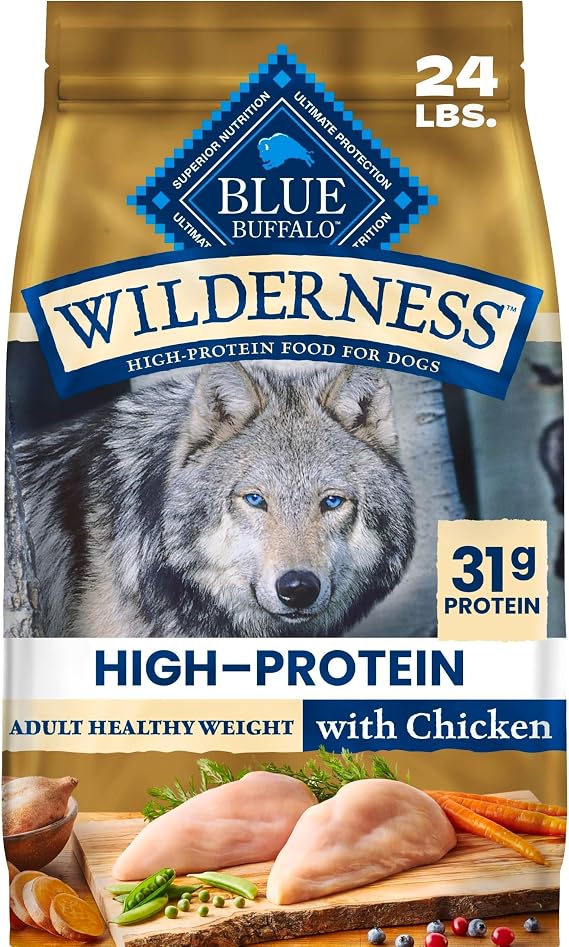 Blue Buffalo Wilderness Chicken Weight Control Dry Dog Food, 24 lb