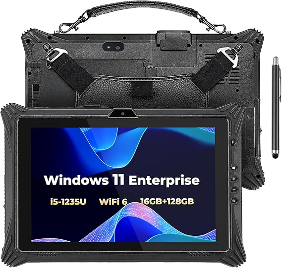 MUNBYN High-End Rugged Windows Tablet IRT10, 10.1" Windows 11 IoT Enterprise, i5-1235U, WiFi 6 Rugged Tablet,16GB+128GB Replaceable SSD,Hot Swappable for Construction Work,2Y Protection
