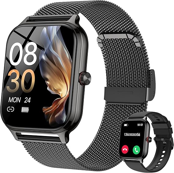 Smart Watch Women Men, Answer/Make Call, 1.96'' Fitness Tracker with Blood Pressure, HR, Sleep Monitor, 110+ Sport Modes Reloj Inteligente para Mujer Smartwatch Compatible with iPhone/Samsung/Android