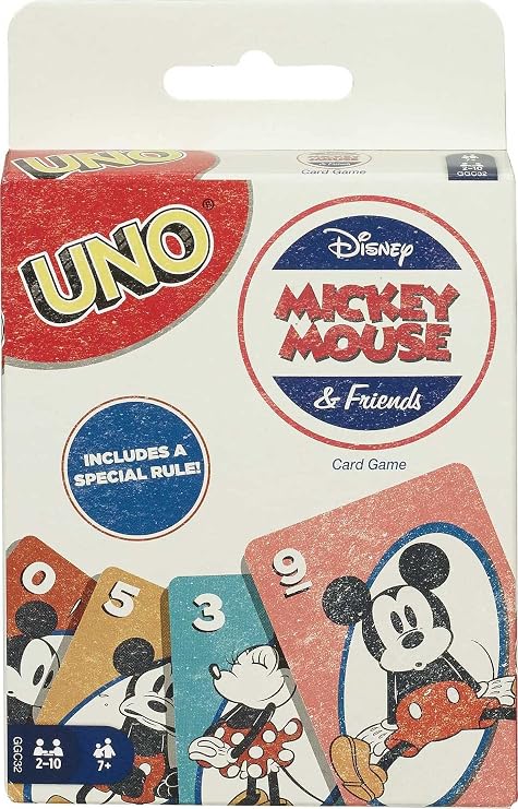 Mattel Games UNO Disney Mickey Mouse and Friends Card Game for Kids & Adults for Game Night and Travel, 2-10 Players