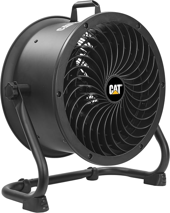 CAT fans - 14-Blade High-Velocity Drum Fan Heavy Duty Industrial Grade (Black, 2-in-1): 2,300 CFM, 4-Speed, 360 Degree Adjustable Drum Head, Dual Ball Bearing Motor with Die-Cast Cover (HVD-14AC-BLK)