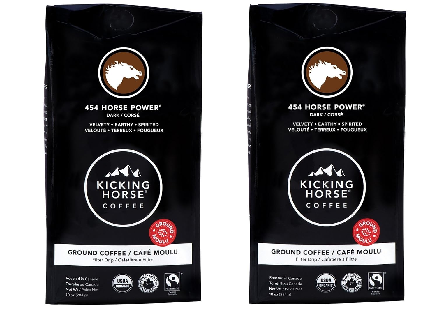 Kicking Horse Coffee, Ground, 10 Ounce, 454 Horse Power - Dark Roast Pack of 2