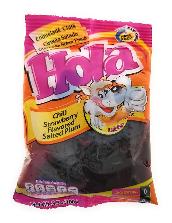 Salado Enmielado con Chile - Saladulces HOLA Lobito - Strawberry Flavored Salted Plums - 3.5 oz - 3 units