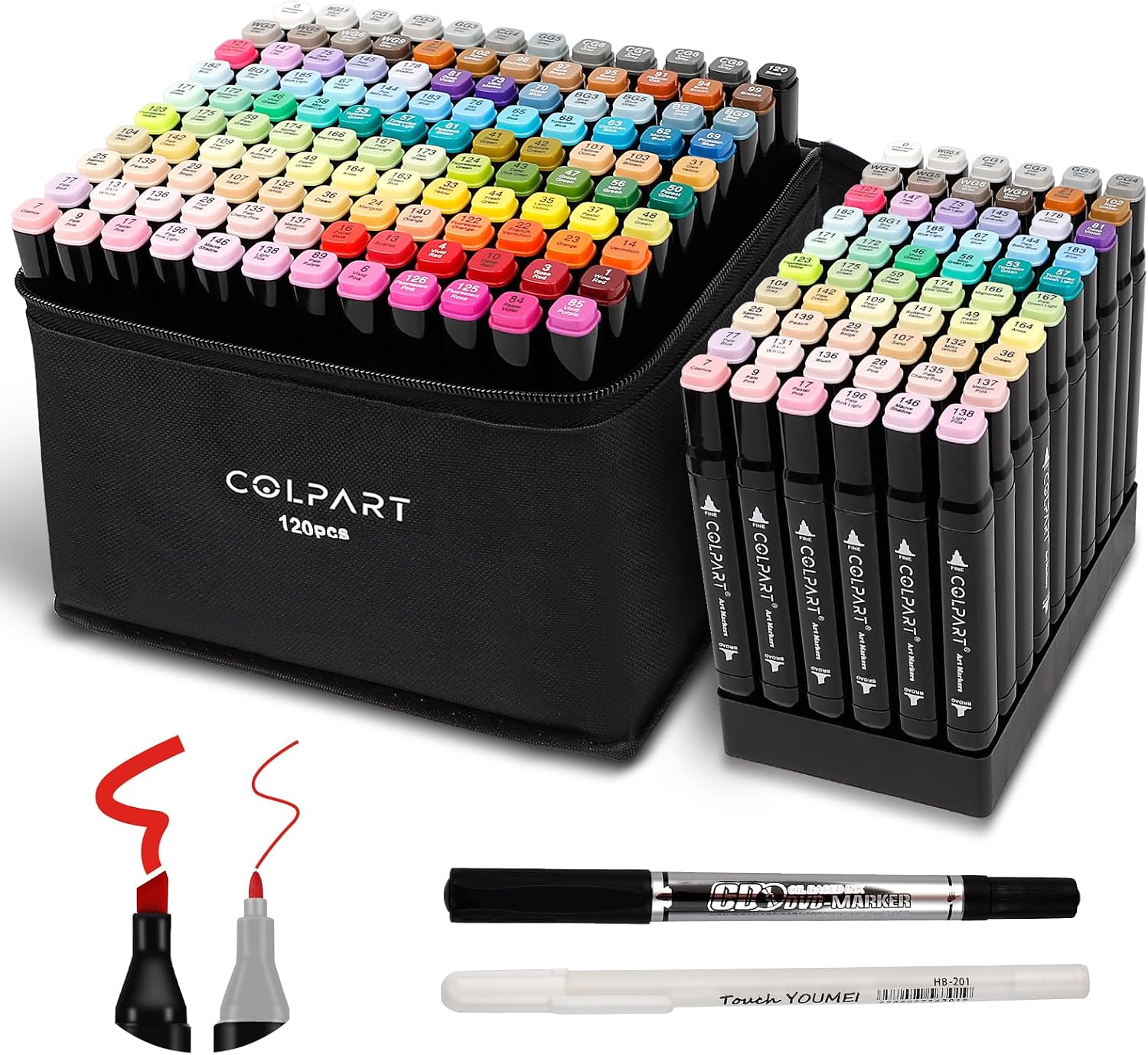 colpart 120  2 alcohol felt tip coloring pens permanent marker set for manga design painting drawing twin marker pens for drawing and painting for adults