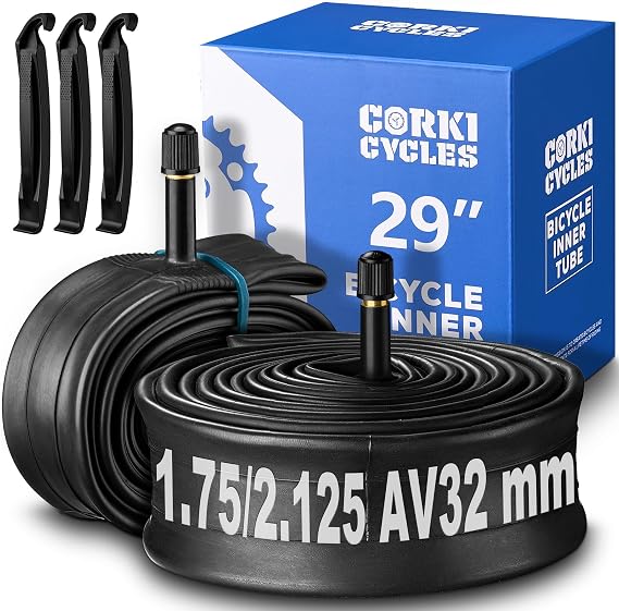 Corki 29 Inch Bike Tire Tube 29 x 1.75 1.95 2.0 2.1 2.125 2.2 2.25 2.3 2.35 2.4 Presta Valve 48mm Schrader Valve 32mm Butyl Rubber 29 Mountain Bicycle Inner Tube 2-Pack