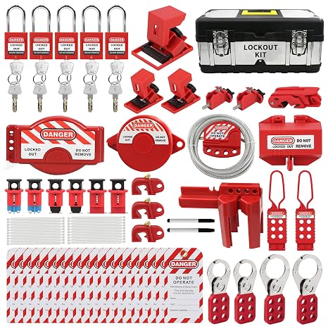 74 PCS Lockout Tagout Kit Electrical Loto Device,Loto Kit Black Box