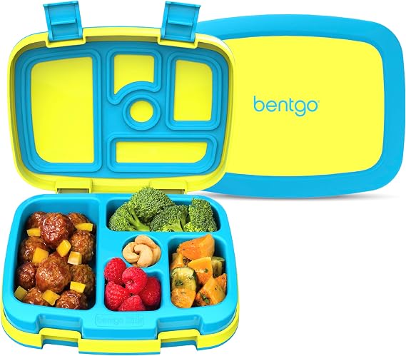 Bentgo Kids Bento-Style 5-Compartment Leak-Proof Lunch Box - Ideal Portion Sizes for Ages 3 to 7 - Durable, Drop-Proof, Dishwasher Safe, PFAS & BPA-Free & Made with Food-Safe Materials Citrus Yellow