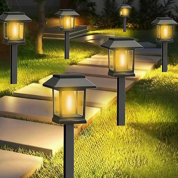 Solar Pathway Lights , 4Pack Upgraded Brighter Solar Garden Lights Garden decor, Up To 10 Hours Outdoor Solar Lights for Yard Landscape Lighting Path Walkway Driveway Sidewalk,3000K