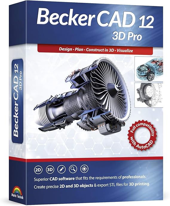 Becker CAD 12 3D PRO - sophisticated 2D and 3D CAD software for professionals - for 3 PCs - 100% compatible with AutoCAD and Windows 11, 10, 8 and 7