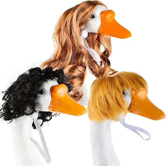 3 Pcs Porch Goose Wigs,Summer Porch Goose Outfits,Goose Statue Braid Wig