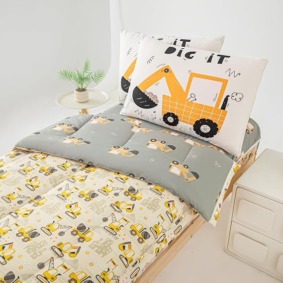 Bedding Twin for Boys Construction Truck Vehicle Car Comforter Boys Twin Bedding All in one Zipper Kids