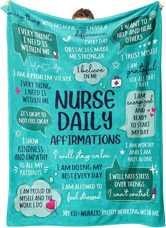 Craftique Nurse Gifts for Women Men, Nurses Week/Day/Appreciation Gifts- Soft Nurse Blanket with Daily Affirmations- LPN RN Gifts for Nurses, Nursing