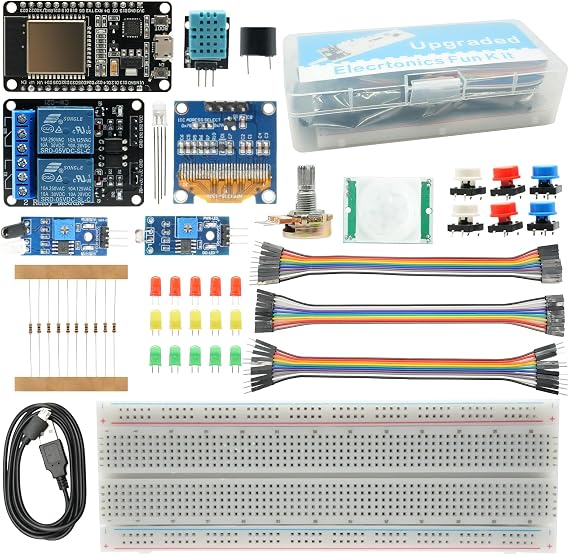 Binghe For ESP32 Basic Starter Kit Basic Starter Kit for ESP-32 Including ESP32 Development Board 0.96 Inch OLED 5 V Two-Channel Relay Resistor Sensors Compatible with Arduino IDE
