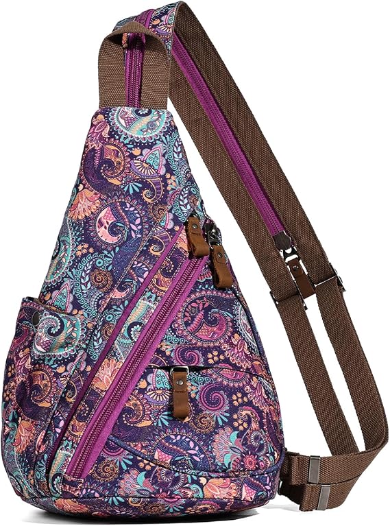 KL928 Canvas Sling Bag - Small Crossbody Backpack Shoulder Casual Daypack Rucksack for Men Women