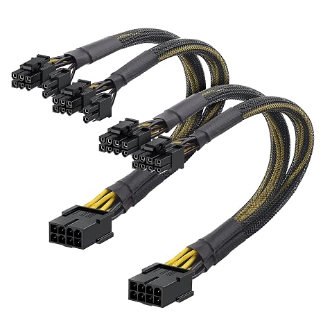 Cable Matters 2 Pack PCIE 8 Pin to Dual 8 Pin GPU Power Cable 22cm PCIE Power Adapter 8 Pin to 2 x 8 Pin (6+2) Graphics Cards and GPUs