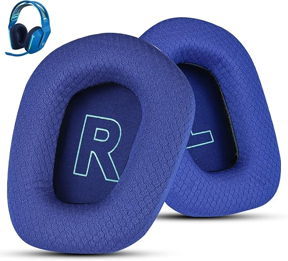 Logitech G733 Oyun Kulaklığı için Kumaş Yedek Kulak Pedleri, Logitech G335 Kablosuz Kulaklık, Yumuşak Örgü Kumaş ve Yalıtım Köpüğü ile Kulaklık Aksesuarları (Mavi)
