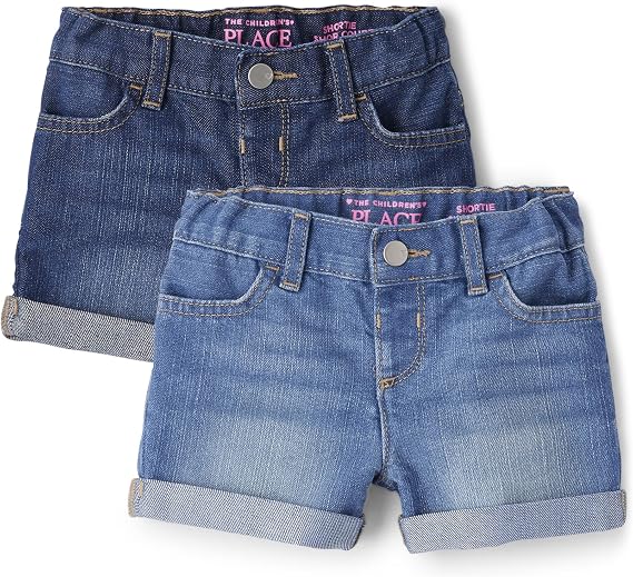 The Children's Place Baby Toddler Girls Denim Shortie Shorts 3 Pack