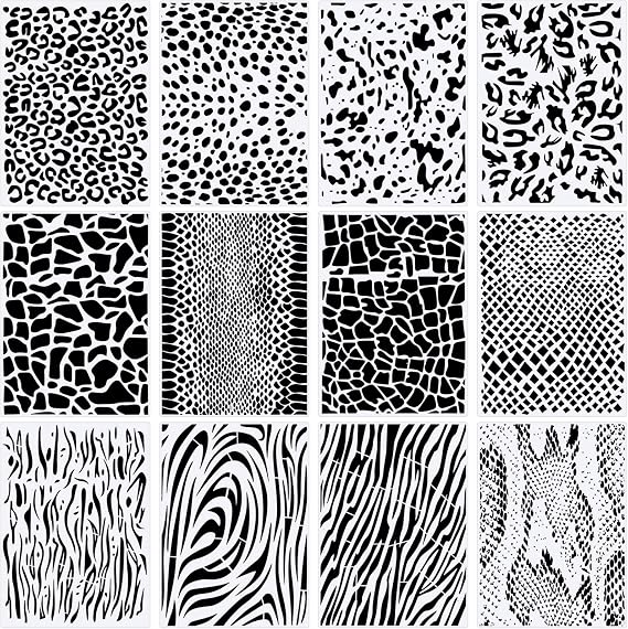 Zonon 12 Pieces Leopard Stencils Animal Cheetah Stencils, 5.9 x 8.3 Inch