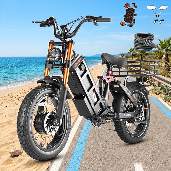eAhora 2026 Latest Juliet Pro 2 5400W Dual Motor Electric Bike for Adults 43MPH 60V 70Ah 220+Miles Long Range Electric Bicycle 20" Fat Tire Full Suspension Mountain E-Bike All Terrain APP Control
