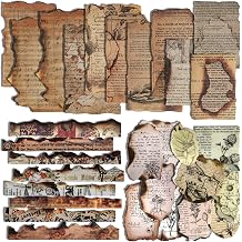 Mayplous Vintage Burnt Edge Style Retro Scrapbook Paper Set Antique Music Score Plant Pattren with Stickers for Journal Card Making Craft DIY Cutting (Flame)