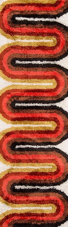 Novogratz by Momeni Rugs Retro Collection Retro Wave Shag Area Rug, 2'3" x 7'6" Runner, Red (RETRORET-2RED2376)