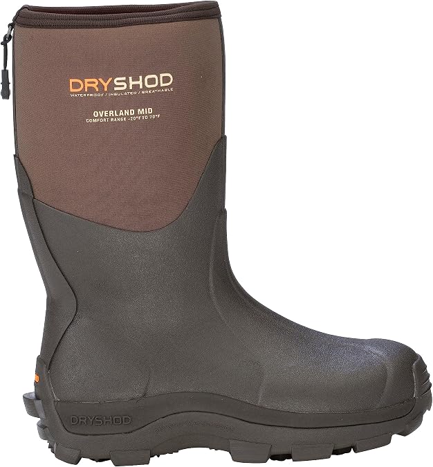 Dryshod Men's Overland Premium Outdoor Sport Mid-Calf Boot |Rubber | Waterproof | Brown |OVR-MH-KH